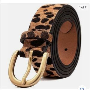 Locklik calf hair cheetah printed leather belt. Size M